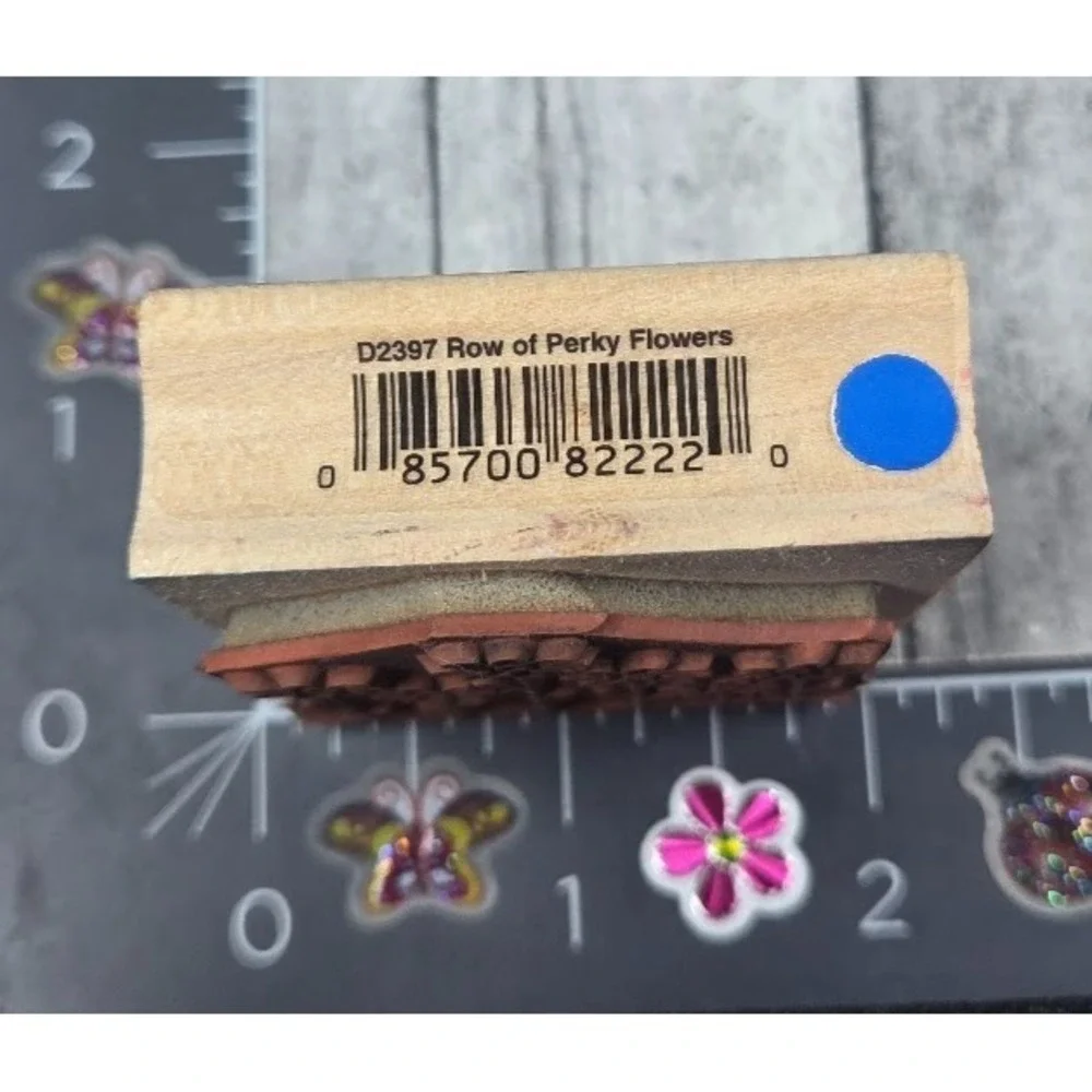 Hero Arts Row Of Perky Flowers D2397 Daisies Garden Rubber Stamp Wood #K30